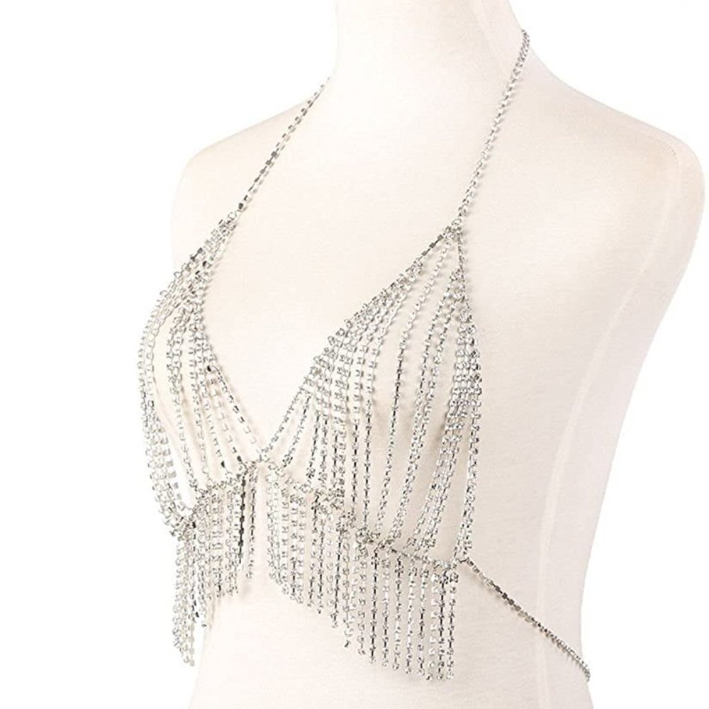 Body Belly Chain Silver Bra Jewelry Sexy